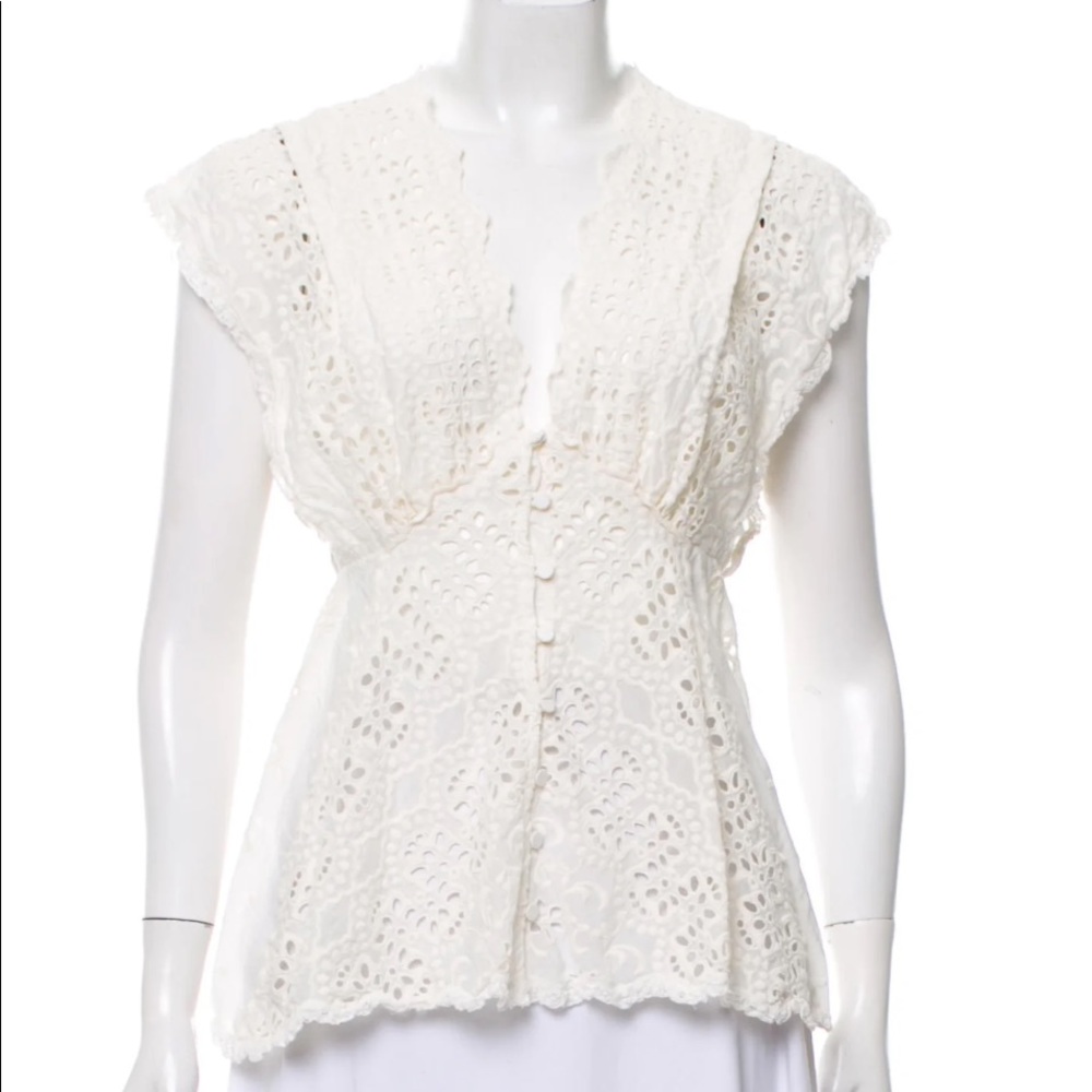 Zimmermann Silk/Cotton Eyelet Top